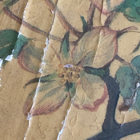 VTG I Long Handle Round Wood Hand Mirror Bird Dogwood Flowers - Picture 16 of 16